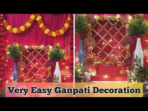 Ganpati decoration ideas for Home 2024 | Easy backdrop decoration| festival decoration|