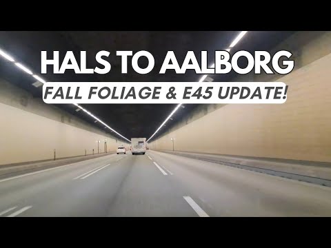 Scenic Autumn Drive in Denmark: Hals to Aalborg via E45 Highway & Limfjord Tunnel