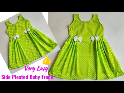 Very Easy Side Pleated Baby Frock cutting and stitching | Baby Frock cutting and stitching