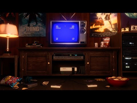 1980s Game Room Ambience | Rainy Night | 80s Nostalgia Ambience (VHS, Cassette, Nintendo, Tubular!)