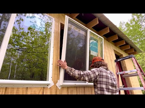 Simple Mortgage Free Cabin Build: Installing Windows, Cutting Opening For Addition