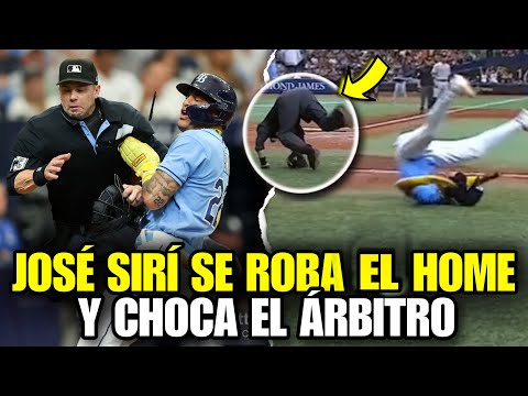 JOSÉ SIRI CORRE COMO RAYO Y CHOCA CON EL ÁRBITRO EN HOME, YANKEES VS RAYS - MLB