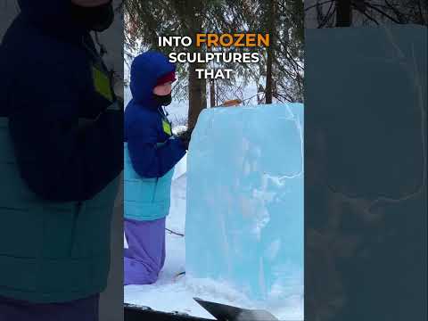 Students Creating Sculptures from Blocks of  Arctic Ice. #alaskatravel #travelvlog #fairbanksalaska