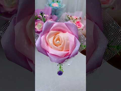 DIY ribbon rose flower gift#diy #flowers #gift #craft #handmadegifts #rose #diycrafts #ribbon #diy