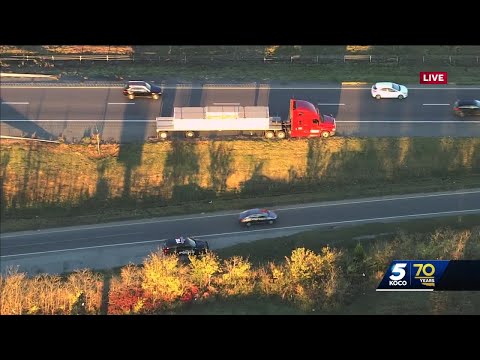 Rollover crash involving semi causing traffic slowdown on northbound I-44 in southwest OKC