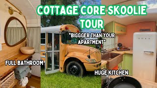 our skoolie is bigger than your apartment *FINISHED BUS TOUR* | Andrea & Lewis