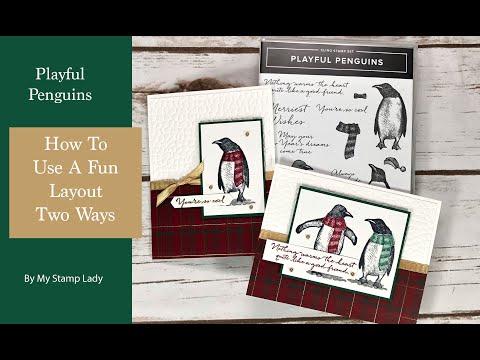 One Easy Card Layout For Two Cards With The Playful Penguins