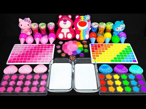 Rainbow Lotso & Pink Lotso Slime 🌈✨ Mixing random into Glossy Slime I Satisfying Slime #70