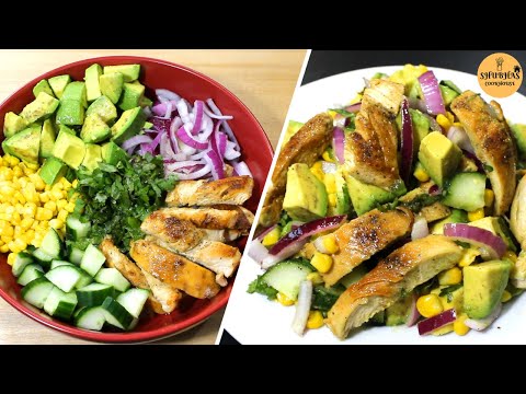 Healthy Chicken Avocado Salad | Tasty Yet Perfect for Weight Loss | Easy Lemon Dressing Salad