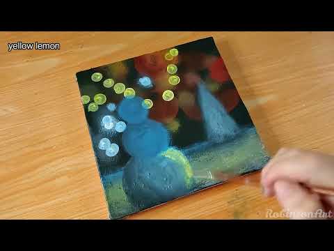 How to Draw a Snowman on Christmas Eve / Acrylic Painting Technique