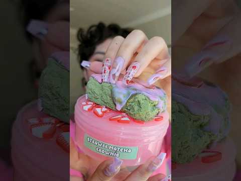 🍓 Strawberry Matcha Slime ASMR ✨️🍵 #asmr #slimeasmr #slime