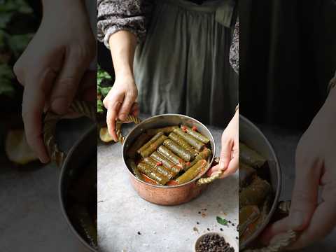 Turkish Dolma, Stuffed Grape Leaves😋#dinner