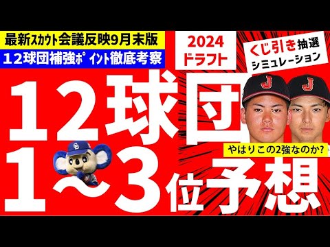 【9月最新版】12球団1位～3位ドラフト指名予想&全球団補強ポイント徹底考察【2024年ドラフト候補】仮想ドラフト スカウト会議反映