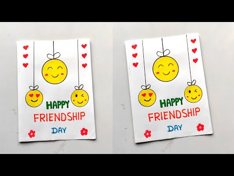 Best Friends’ Day card making | Happy Friendship paper card | White Paper card making easy