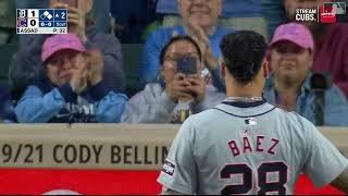 Javier Baez Receives Standing Ovation in Return to Wrigley Field