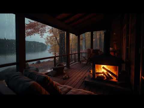 Rainy Day in Rainforest | Heavy Rain and Fireplace to Beat Insomnia