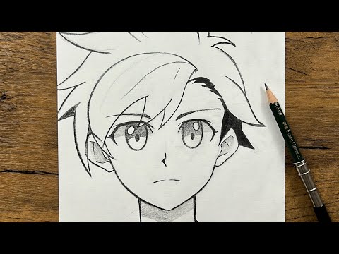 Anime drawing for beginners | How to draw anime boy using just a pencil step-by-step