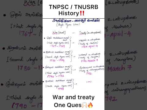 TNPSC important questions HISTORY ANGLO MYSORE WARS🔴#trending #mysore#warzone #history #group2