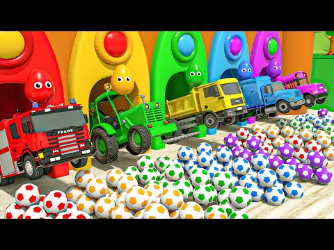 Wheels On the Bus song - Paint cars with a Magic soccer ball - Baby Nursery Rhymes & Kids Songs