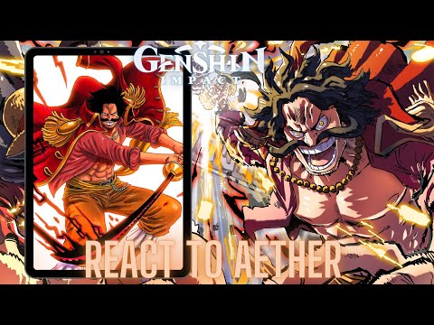 Genshin impact react to Aether as Roger  | one piece Luffy gear 5| Straw hats | Gacha life 2 garp