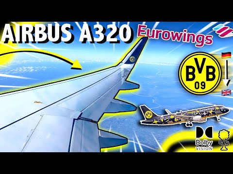 Eurowings Airbus A320 (BVB Livery!) Flight Dusseldorf - Manchester (HDR10+ Dolby Vision Trip Report)