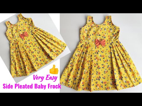 Very Easy Side Pleated Baby Frock Cutting and Stitching| Baby Frock cutting and stitching