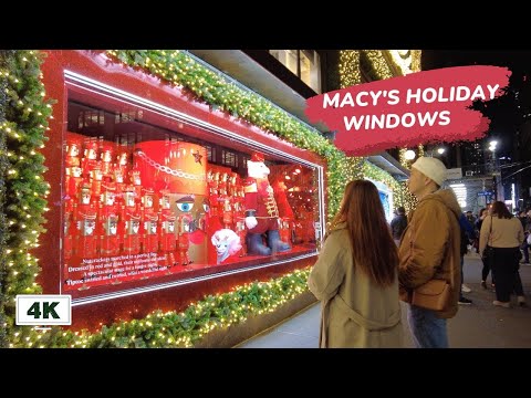 4K NYC Christmas Walk ✨🎄 Macy's Holiday Windows 2023 Herald Square New York City