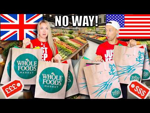 WHOLE FOODS USA vs WHOLE FOODS UK grocery shopping COMPARISON! 🛒 USA vs UK food stores challenge🇺🇸🇬🇧