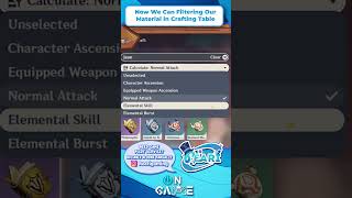 In Genshin 5.1, we can now filter character materials at the crafting table.