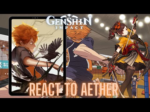 Genshin impact react to Aether as hinata shoyo | Haikyu | Gacha life 2  | Jump Reaction