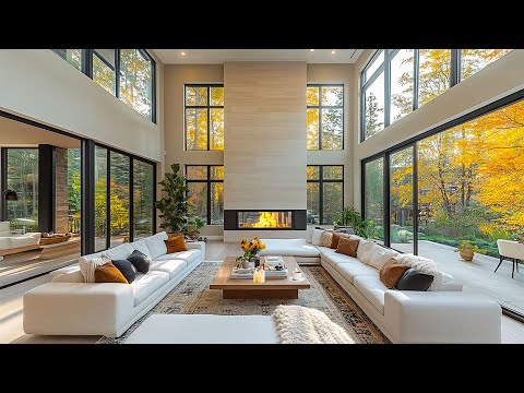 Autumn Morning With Positive Jazz Music in Forest Apartment 🌤️ Relaxing Piano Jazz Music for Stress