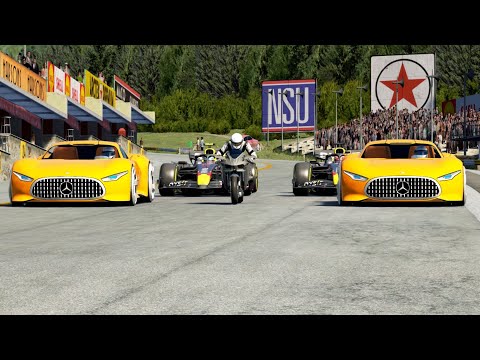 Kawasaki Ninja H2R Supercharged vs Mercedes-Benz AMG Vision GT vs F1 Red Bull RB19