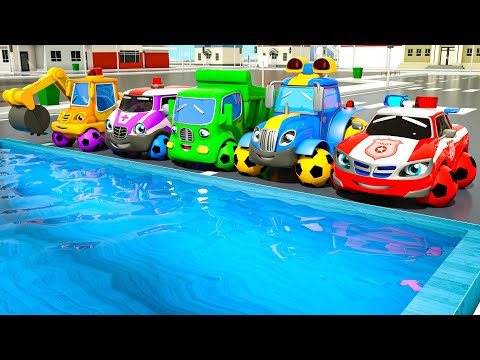 Rain Rain Go Away - Soccer balls and color names of animated cars - Baby Nursery Rhymes & Kids Songs