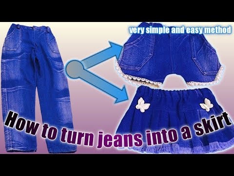 how to make a pleated skirt | old jeans into skirt