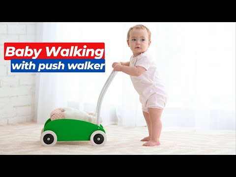 Baby walking with push walker