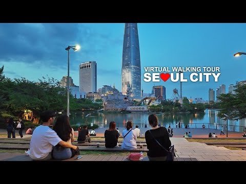 [Full Version] Evening Walk in Seoul - Jamsil Seokchon Lake, Songridan-gil, South Korea, Travel, 4K