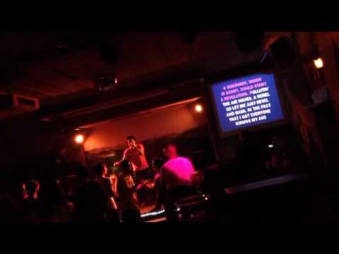 Santiago singing Without Me by Eminem. O'Reillys Karaoke.