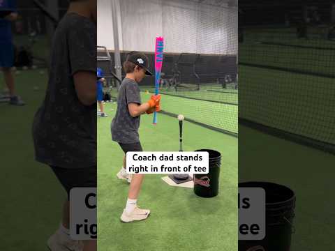 Coach dad stands in front of the tee as I swing during batting practice #baseballszn #baseball #mlb