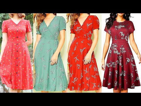 Elegent And Fashionable Ladies Printed Skatter Dresses Women A-line Dresses