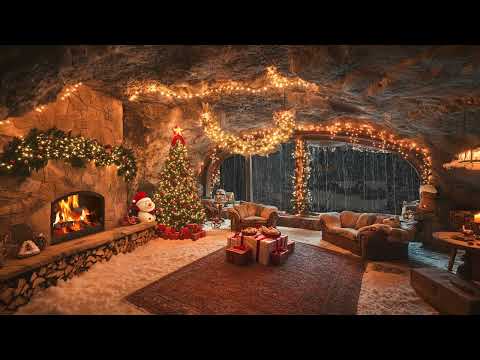 Peaceful Christmas Night: Rain and Warm Fireplace Sounds Calm Your Mind and Guide You to Deep Sleep