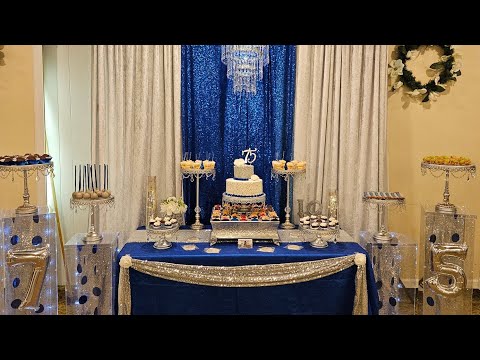 75th Birthday Theme w/Clear Pedestal Stands