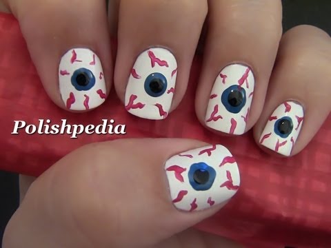 Bloodshot Eyes Nail Art for Halloween