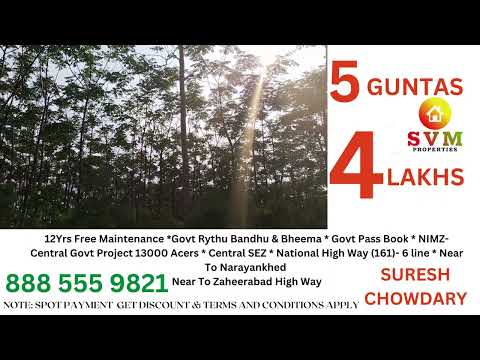 5 GUNTAS 4 LAKHS ONLY #woodlands #narayankhed  #hyderabad  #farmland #8885559821