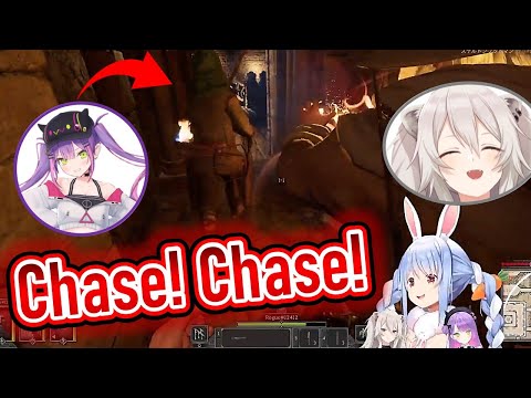 Pekora, Towa, Botan chase savagely one person around...【Hololive/English subtitles】