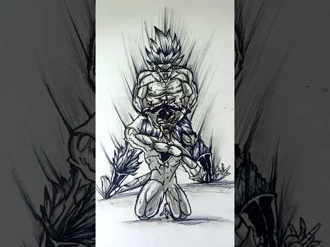 Speed Drawing Stick-man Goku vs Frieza 😳🤯//#anime #drawing #shorts