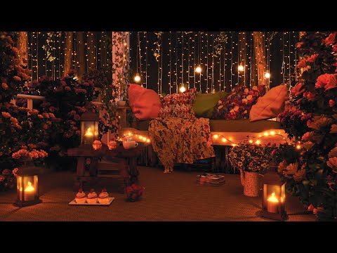 Cozy Night Porch Ambience: Soft Cricket Sounds, Crackling Fire, Night Nature Sounds