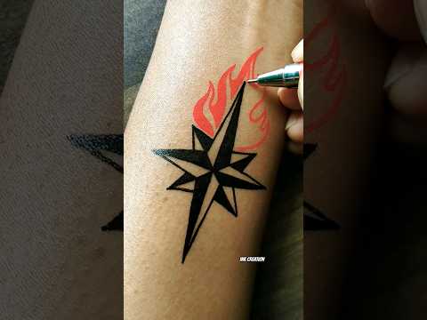 😲 बहुत आसान तरीके से बनाएं Star ⭐.......#asmr #tattoo #temporarytattoo #shorts #tiktok