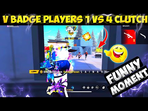 V Badge Player 1 VS 4 Clutch 🥵| Best Funny Moments 😂| Must Watch #Shorts #Short #freefire