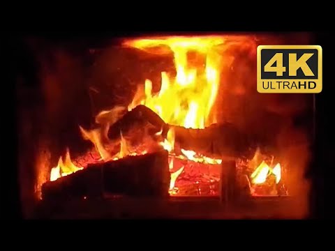 Cozy Burning Wood 4 hours in 4K UHD! Fire Burning Wood Logs with Crackling Fire Sounds