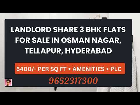 3 Bhk Flats For Sale In Tellapur Hyderabad, Landlord Share Flats @ 5400 Per Sft #tellapur #hyderabad